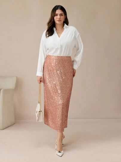 BizChic Plus Size Women's Woven Casual Elegant Office Shirt