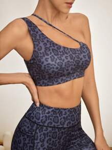 Activina Bra Olahraga Wanita Motif Leopard dengan Detail Berongga, Kasual untuk Pemakaian Sehari-hari - Hitam - View 1
