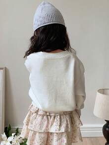 DAZY Áo len cardigan trơn cho bé gái (nhỏ) - Màu be - Xem 3