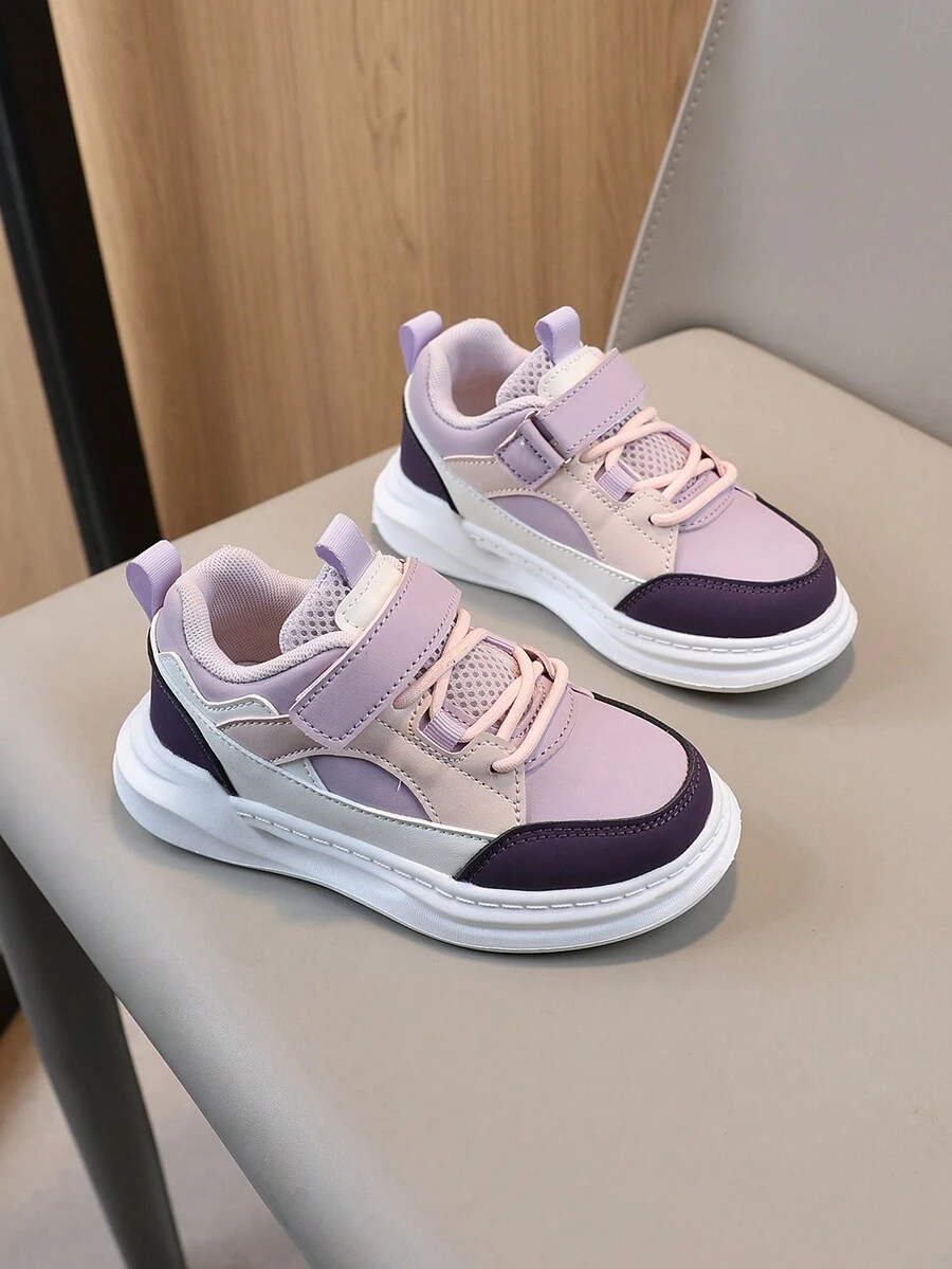 1 Pair Kids Casual Shoes Girls Canvas Sneakers With Colorblock Design