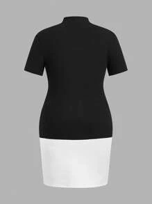 SHEIN Essnce Plus Size 2024 New Spring And Fall Thanksgiving Women Outfit Outfits Sexy Women Outfits Fall Clothes Princess Women Costume Elegant Women Dresses Sexy Black Dress Women Costumes Outfits Concert Women Outfit Fairy Costume Dress Summer Women Outfit Fall Women Outfits Commuter Office Lady Boss Style Color Block Patchwork Dress