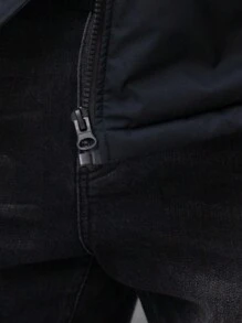 Manfinity Homme Men's Solid Color Raglan Sleeve Casual Loose Padded Coat, For Winter,Plush Fleece For Warmth