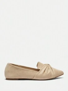 CUCCOO CURVES Women Wide Fit Apricot Casual Slip-On Flats, Plus Size New Year Holiday Valentines