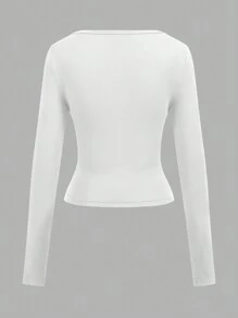 SHEIN EZwear 3 件女式圆领中长款休闲紧身基本款长袖 T 恤，适合秋冬季 - 彩色 - 查看 4