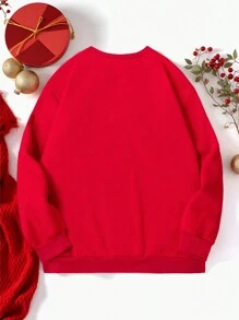 Sudadera de mujer de cuello redondo de marca, estilo callejero holgado de talla grande, estilo minimalista casual, con estampado de letras, cálida para el invierno