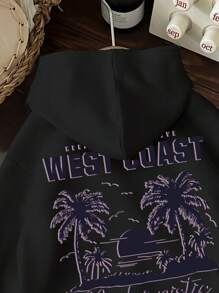 SHEIN Tween Girl Casual Thickened Long Sleeve Sweatshirt, Suitable For Autumn & Winter - Black - View 4