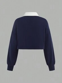 SHEIN 2pcs/Set Teen Girls Loose Casual Sports Letter Print Polo Shirt & Skirt Outfit