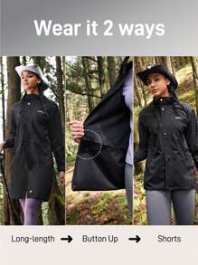 In My Nature Áo khoác hoodie dài tay in chữ thường ngày cho nữ - màu đen - Xem 2