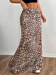 Flirla Autumn Leopard Print Casual Skirt - Multicolor - View 5