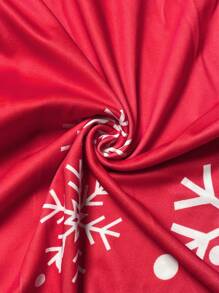 Celure Damen Große Größen Weihnachtskleid mit Schneeflocken Muster und Spitzenkontrast mit Tasche, elegantes Kleid