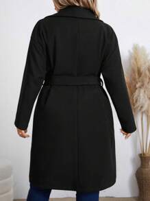 Plus Size Casual Solid Color Lapel Jacket, Autumn/Winter