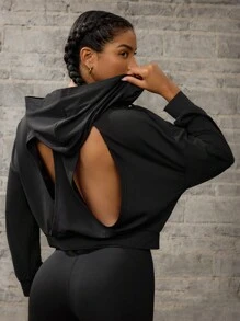 Powerista 女士纯色长袖简约连帽休闲运动衫