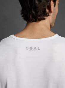 Manfinity Sport Corelite 男友风格男士字母印花圆领休闲健身运动背心、汗衫 - 白色 - 查看 9