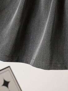 SHEIN 年轻女孩和年轻女孩休闲舒适工装 A 字长裙，适合春季、夏季和秋季，百搭单品，可搭配毛衣、T 恤和衬衫，女孩百褶裙