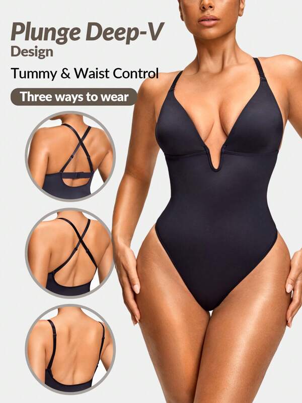 Shapelle Forme Body con diseño minimalista de unicolor, ajustado y con espalda descubierta y cruzada para mujer