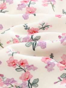 Cozy Pixies 2pcs Baby Girl Snug Fit Pajama Set, Long Sleeve Floral Print Colorblock Top And Long Pants - Purple - View 3