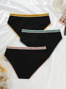 Chiloți tăiați cu blocare a culorii, 3 buc