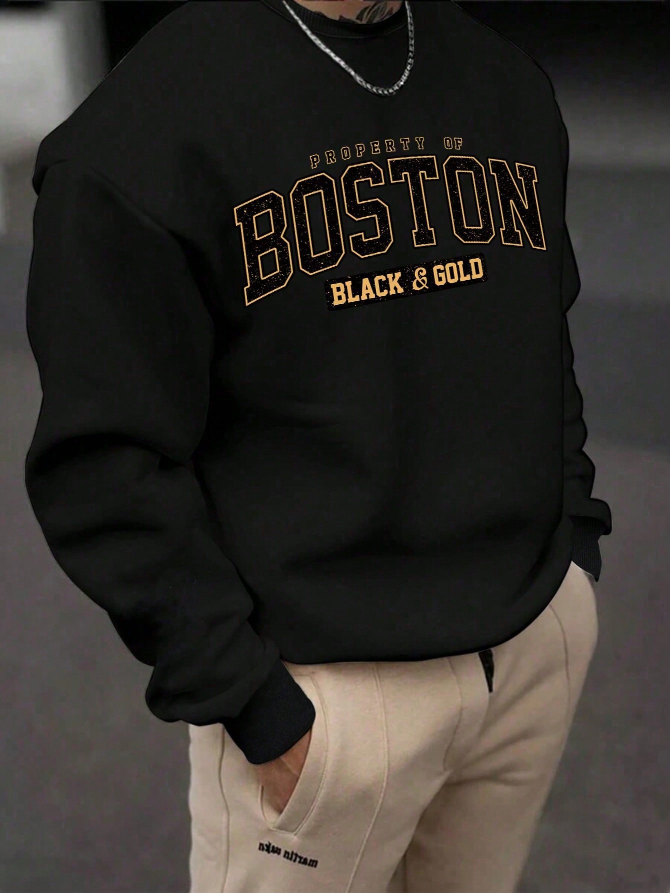 Manfinity Dauomo Plus Size Men's Letter Print Round Neck Long Sleeve Casual Sweatshirt, Autumn