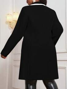 SHEIN Lady Autumn And Winter Casual Elegant Modest Vintage Office Work Contrast Binding New Product Long Sleeve Plus Size Trench Coats Winter Coat Business Casual Women