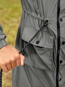 In My Nature 女士户外防水长款连帽雨衣 - 深灰色 - 查看 7