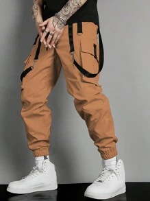 Manfinity Roghcode 男士休闲抽绳腰工装裤，时尚百搭，适合秋季日常穿着