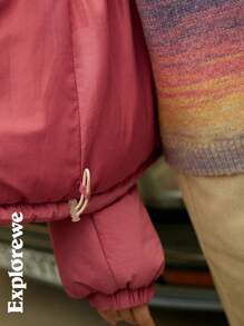 SHEIN Jaket Empuk Hangat Nyaman Kasual untuk Anak Perempuan Usia Remaja dengan Desain Bermotif, Cocok untuk Penggunaan di Dalam dan Luar Ruangan - Baby Pink - View 10