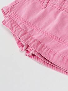 SHEIN Explorewe Váy denim rách màu tím thời trang Y2K cho bé gái - Hồng - Xem 5