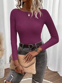 SHEIN Clasi Men's Solid Color Crew Neck Long Sleeve Casual Pullover Sweater,Long Sleeve Tops