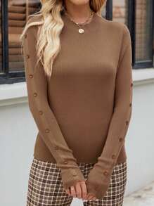 EMERY ROSE Women's Long Sleeve Crew Neck Fitted Sweater
