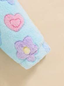 年轻女孩休闲可爱蓬松印花拉链保暖夹克 - 彩色 - 查看 5