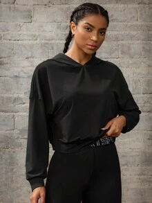 Powerista 女士纯色长袖简约连帽休闲运动衫