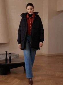 Aveloria Modichic Abrigo acolchado grueso para mujer, ropa de invierno de estilo coreano holgada de longitud media tipo plumón, abrigo acolchado 2024 nuevo