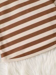 两件套小男孩服装，简约时尚条纹长袖上衣，咖啡棕色 - 咖啡棕 - 查看 6