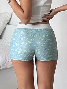 SHEIN EZwear Shorts casuales de verano para mujer con botones y estampado floral de margaritas