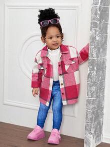 SHEIN 3pcs Baby Girl Plaid Shirt, Knit Sweater And Pants Set, Cute Outfit For Autumn/Winter - Red - View 4