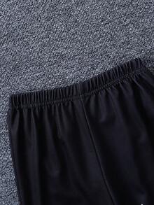 2 件套男童休闲蜘蛛印花运动衫和裤子套装，长袖 - 軍綠色 - 查看 4