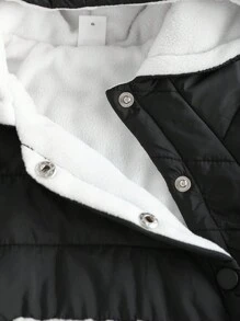 SHEIN Áo khoác lông cừu trùm đầu cho bé trai mùa thu đông 2024 mới thoải mái ấm áp dễ thương đơn giản - màu đen - Xem 9