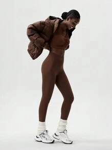 VARSITIE 高领连帽宽松袖口女士运动棉服外套 - 棕色 - 查看 5