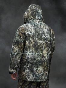 Manfinity VCAY Plus Size Men's Tree Pattern Camo Hooded Padded Coat