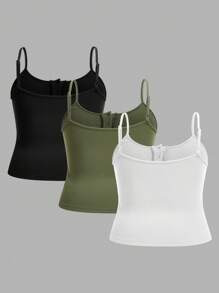 Flirla Camiseta sin mangas casual de mujer talla grande con botones y costillas