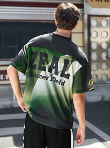 Gym Rark Boyfriend Style Men's Numeral Print V-Neck Sports T-Shirt, Suitable For Football Jersey - Multicolor - View 2