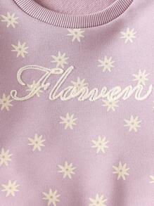 SHEIN 1set Baby Girl Apricot Long Sleeve Top & Pants Matching Outfit, Versatile For Autumn - Purple - View 7