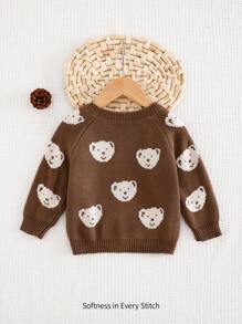 Cozy Pixies Áo len chui đầu cổ tròn dài tay họa tiết gấu dễ thương cho bé trai - Nhiều màu - Xem 2