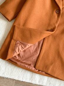 Blossori Young Girls Plain Front Button Winter Long Sleeve Jacket