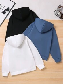 SHEIN Leap Crew 3pcs Tween Boy Sweatshirt Set, Casual All-Match Style For Autumn/Winter - Dusty Blue - View 2