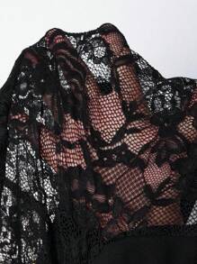 Vionelle 优雅浪漫蕾丝褶皱长袖加大码连衣裙