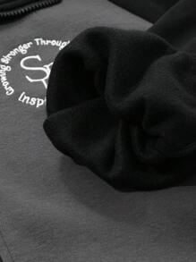 DAZY Chaqueta casual de manga larga con rayas laterales y estampado de letras a contraste, de otoño