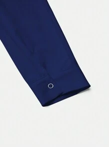 PopScrub Women Solid Color Front Button Nursing Scrub Uniform Jacket - Navy Blue - View 4