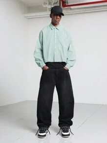 SUMWON Koszula w paski z guzikami w rozmiarze oversize, Lucky Charm, swobodna, z długim rękawem, na Dzień Świętego Patryka, irlandzkie święto, luźny krój, z kieszenią na piersi