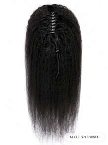 1pc Claw Clip Kinky Straight Ponytail Human Hair Extension Natural Black Color Extensions For Women Daily Use Easy To Wear Natural Black Color Hair Extensions - Natural Black - View 2